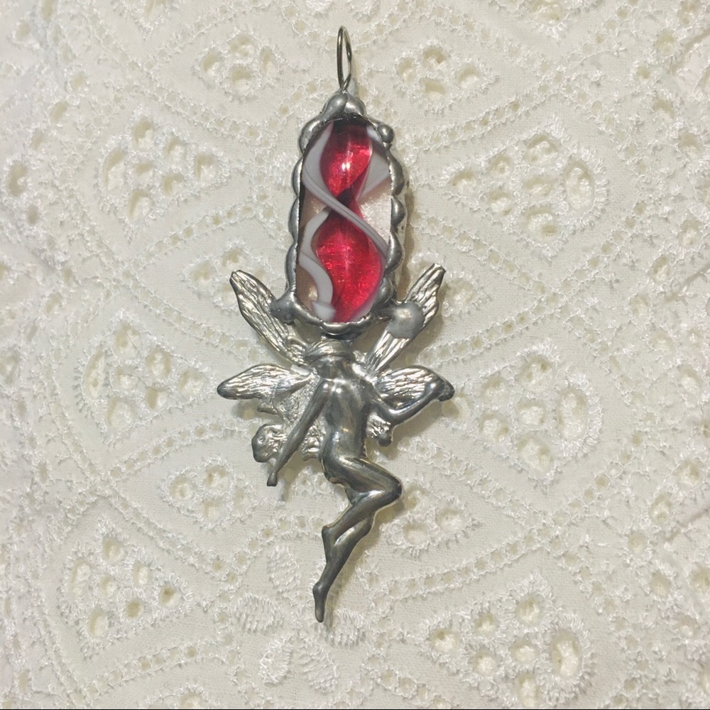 Fairy glass and metal pendant